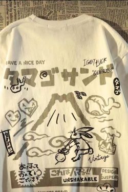 Plus-Size Women's Japanese-Style Loose Retro Cotton Short Sleeve T-Shirt for Couples - Casual Vintage Fashion