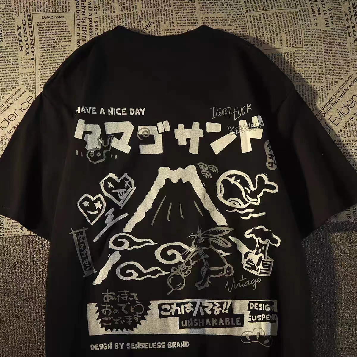 Plus-Size Women's Japanese-Style Loose Retro Cotton Short Sleeve T-Shirt for Couples - Casual Vintage Fashion Plus-Size Women's Japanese-Style Loose Retro Cotton Short Sleeve T-Shirt for Couples - Casual Vintage Fashion