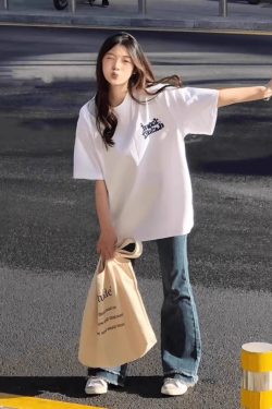 Plus Size Women's Vintage White Pure Cotton Short Sleeve T-Shirt - Loose High Street Minimalist Style Top