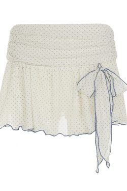 Polka Dot Mesh Lace Tie Short Skirt - Slimming Fitted Half Skirt for Versatile 90s Style Fashion