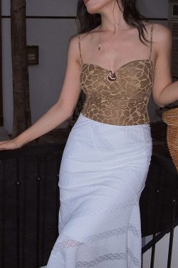 Princess Jasmine-Inspired Shell Lace Slim Fit Bodycon Dress with Camisole and Chest Pads - Y2K Fashion