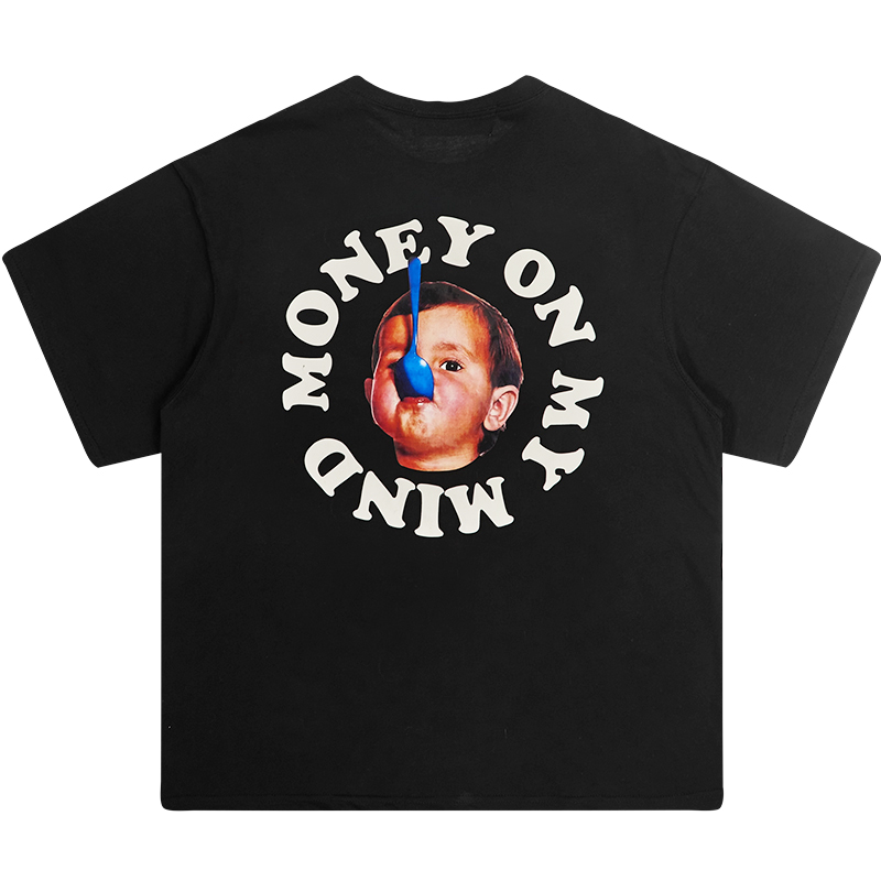 Pure Cotton Short Sleeve T-Shirt in Circular Letter Design - Inspired by 90s Y2K Style, Perfect for Casual Wear Pure Cotton Short Sleeve T-Shirt in Circular Letter Design - Inspired by 90s Y2K Style, Perfect for Casual Wear