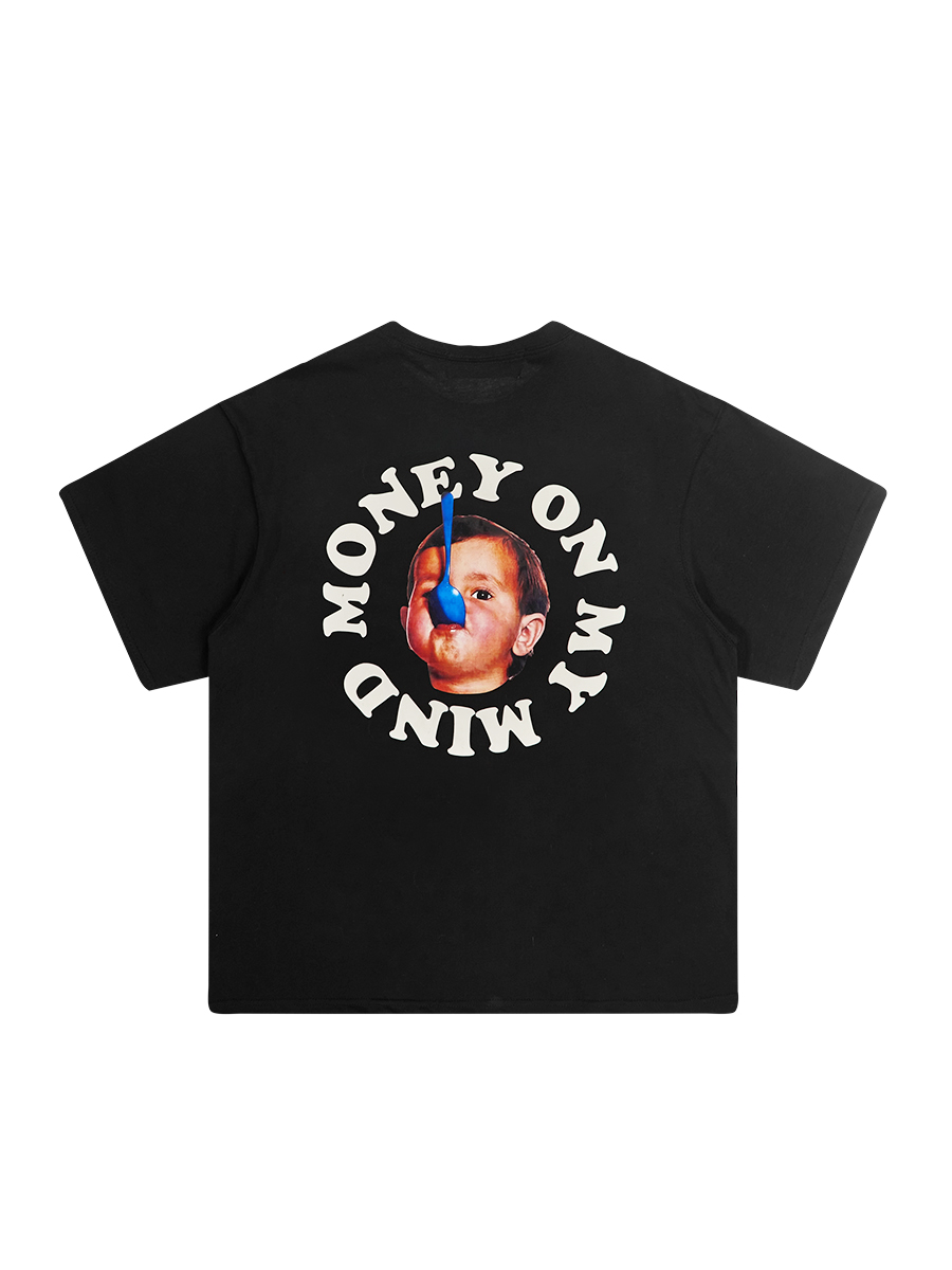 Pure Cotton Short Sleeve T-Shirt in Circular Letter Design - Inspired by 90s Y2K Style, Perfect for Casual Wear Pure Cotton Short Sleeve T-Shirt in Circular Letter Design - Inspired by 90s Y2K Style, Perfect for Casual Wear