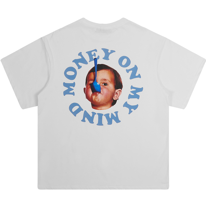 Pure Cotton Short Sleeve T-Shirt in Circular Letter Design - Inspired by 90s Y2K Style, Perfect for Casual Wear Pure Cotton Short Sleeve T-Shirt in Circular Letter Design - Inspired by 90s Y2K Style, Perfect for Casual Wear