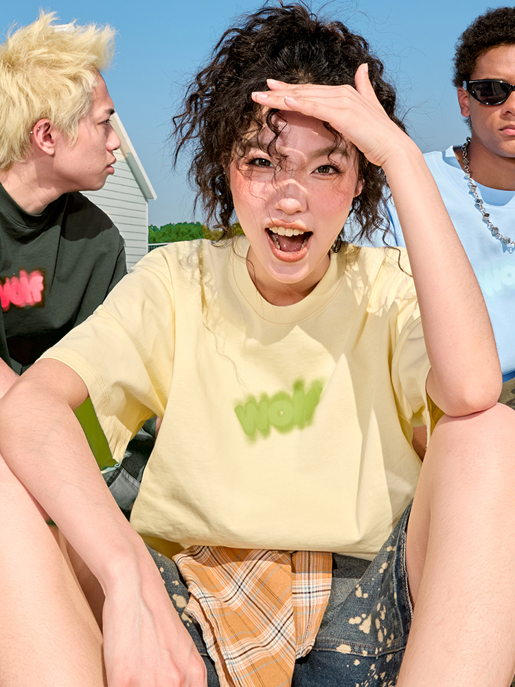 Pure Cotton Short Sleeve T-Shirt with Dopamine Letter Print - Trendy Unisex Design for Summer 2025, Perfect for Y2K and American Style Pure Cotton Short Sleeve T-Shirt with Dopamine Letter Print - Trendy Unisex Design for Summer 2025, Perfect for Y2K and American Style