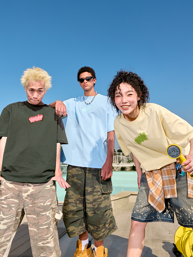 Pure Cotton Short Sleeve T-Shirt with Dopamine Letter Print - Trendy Unisex Design for Summer 2025, Perfect for Y2K and American Style Pure Cotton Short Sleeve T-Shirt with Dopamine Letter Print - Trendy Unisex Design for Summer 2025, Perfect for Y2K and American Style