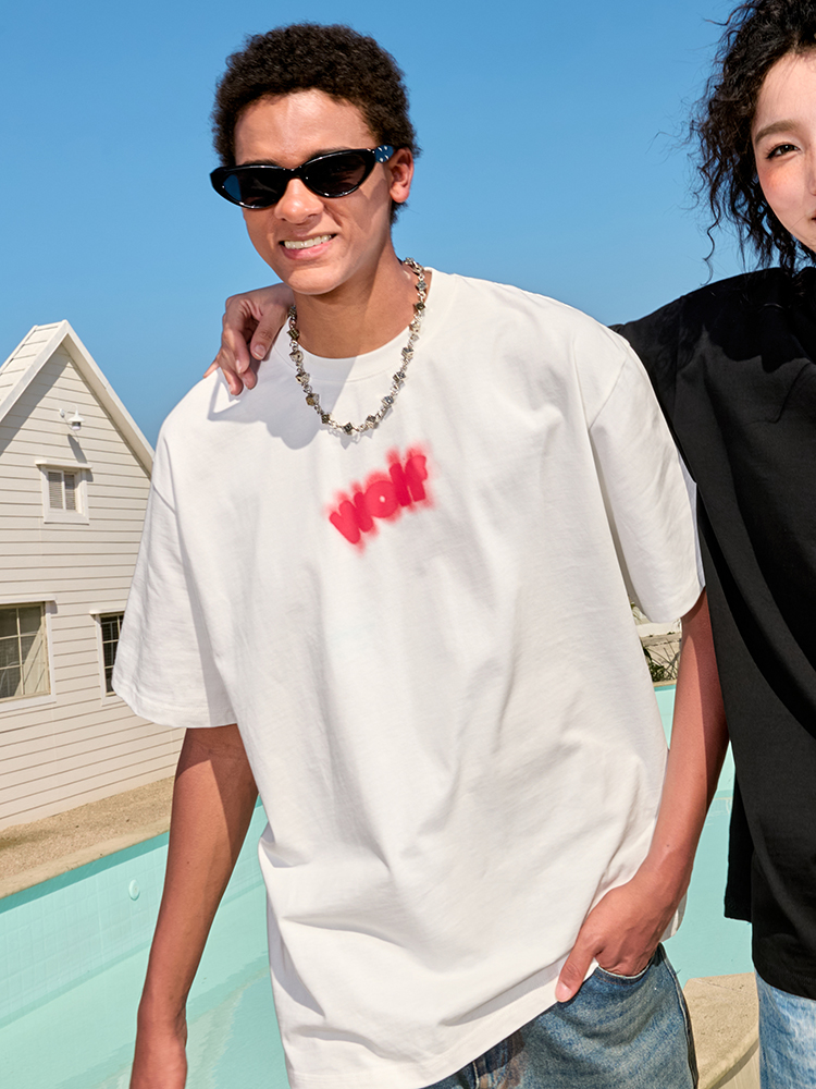 Pure Cotton Short Sleeve T-Shirt with Dopamine Letter Print - Trendy Unisex Design for Summer 2025, Perfect for Y2K and American Style Pure Cotton Short Sleeve T-Shirt with Dopamine Letter Print - Trendy Unisex Design for Summer 2025, Perfect for Y2K and American Style