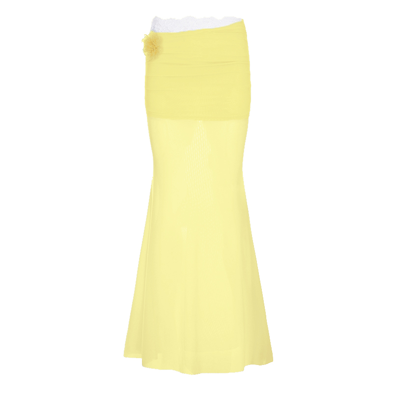 Pure Desire Blue Floral Mesh Lace Spliced Bodycon Skirt - Summer Vacation Style, Three-Dimensional Design, Trendy Y2K Fashion Pure Desire Blue Floral Mesh Lace Spliced Bodycon Skirt - Summer Vacation Style, Three-Dimensional Design, Trendy Y2K Fashion