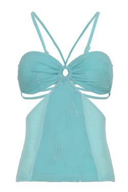 Pure Desire Blue Floral Mesh Lace Spliced Bodycon Skirt - Summer Vacation Style, Three-Dimensional Design, Trendy Y2K Fashion