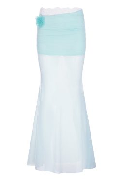 Pure Desire Blue Floral Mesh Lace Spliced Bodycon Skirt - Summer Vacation Style, Three-Dimensional Design, Trendy Y2K Fashion