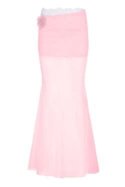 Pure Desire Blue Floral Mesh Lace Spliced Bodycon Skirt - Summer Vacation Style, Three-Dimensional Design, Trendy Y2K Fashion