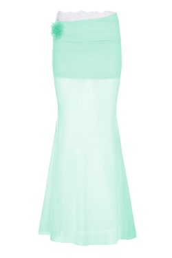 Pure Desire Blue Floral Mesh Lace Spliced Bodycon Skirt - Summer Vacation Style, Three-Dimensional Design, Trendy Y2K Fashion