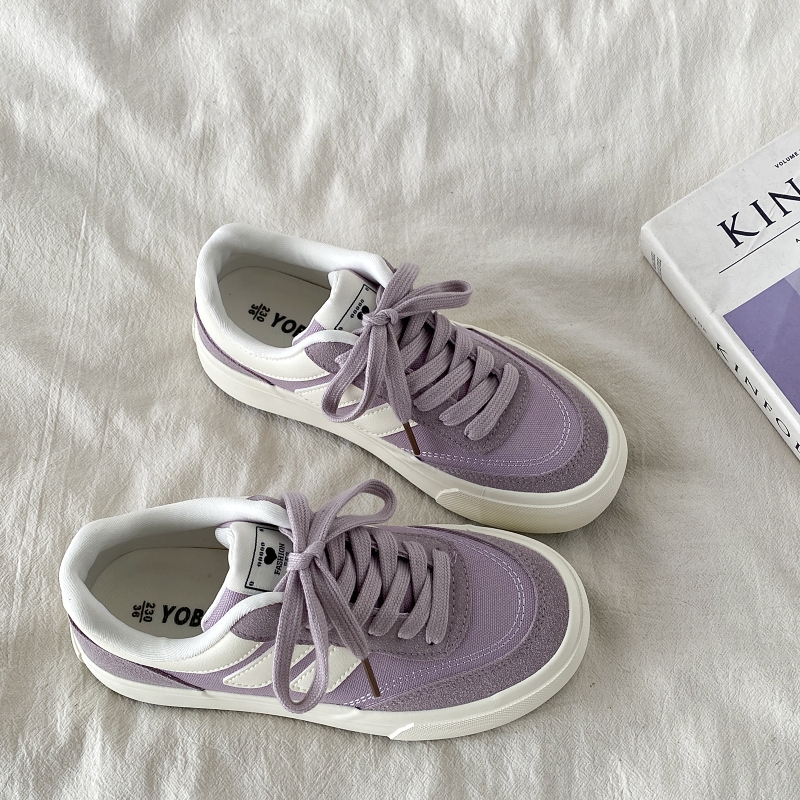 Purple Canvas Sneakers for Women, 2025 Spring Summer Thick-Soled Casual Shoes, Breathable White Student Sneakers Purple Canvas Sneakers for Women, 2025 Spring Summer Thick-Soled Casual Shoes, Breathable White Student Sneakers