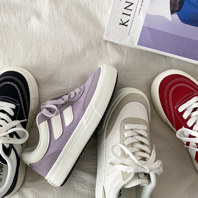 Purple Canvas Sneakers for Women, 2025 Spring Summer Thick-Soled Casual Shoes, Breathable White Student Sneakers Purple Canvas Sneakers for Women, 2025 Spring Summer Thick-Soled Casual Shoes, Breathable White Student Sneakers