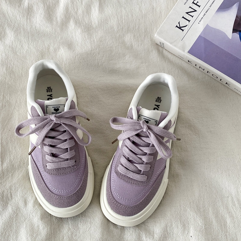 Purple Canvas Sneakers for Women, 2025 Spring Summer Thick-Soled Casual Shoes, Breathable White Student Sneakers Purple Canvas Sneakers for Women, 2025 Spring Summer Thick-Soled Casual Shoes, Breathable White Student Sneakers