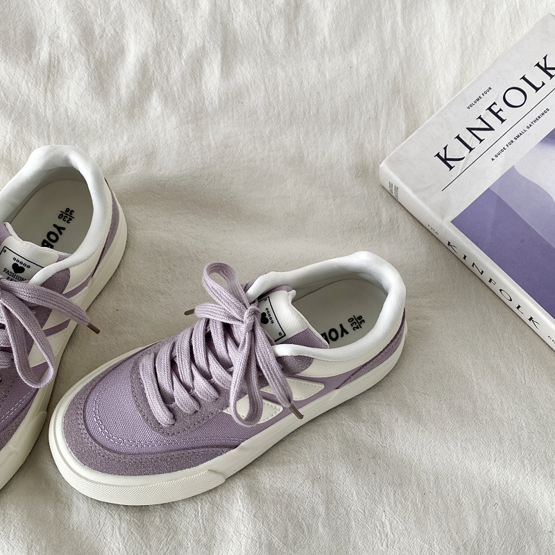 Purple Canvas Sneakers for Women, 2025 Spring Summer Thick-Soled Casual Shoes, Breathable White Student Sneakers Purple Canvas Sneakers for Women, 2025 Spring Summer Thick-Soled Casual Shoes, Breathable White Student Sneakers
