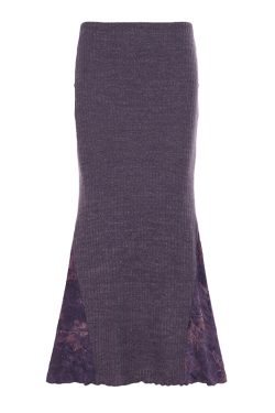 Purple Charm Printed Irregular Hem Mermaid Long Skirt with Elegant Neck Tie Top Set - Y2K Inspired Fashion Outfit