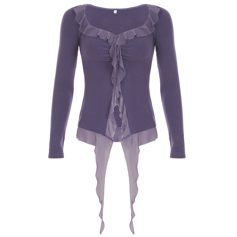 Purple Charm Printed Irregular Hem Mermaid Long Skirt with Elegant Neck Tie Top Set - Y2K Inspired Fashion Outfit Purple Charm Printed Irregular Hem Mermaid Long Skirt with Elegant Neck Tie Top Set - Y2K Inspired Fashion Outfit