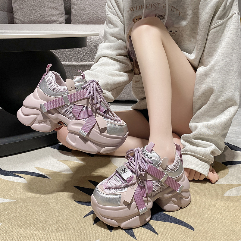 Purple Dad Shoes for Women - Thick-Soled Height-Increasing 8CM Casual Sports Sneakers for Spring and Autumn 2024 Purple Dad Shoes for Women - Thick-Soled Height-Increasing 8CM Casual Sports Sneakers for Spring and Autumn 2024