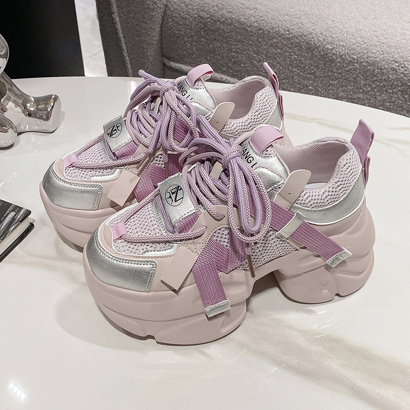Purple Dad Shoes for Women - Thick-Soled Height-Increasing 8CM Casual Sports Sneakers for Spring and Autumn 2024 Purple Dad Shoes for Women - Thick-Soled Height-Increasing 8CM Casual Sports Sneakers for Spring and Autumn 2024