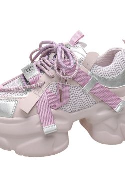 Purple Dad Shoes for Women - Thick-Soled Height-Increasing 8CM Casual Sports Sneakers for Spring and Autumn 2024