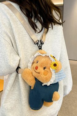 Quirky Cartoon Doll PAPA Bear Crossbody Bag for Women - Cute 2025 Style Phone Bag & Children's Backpack