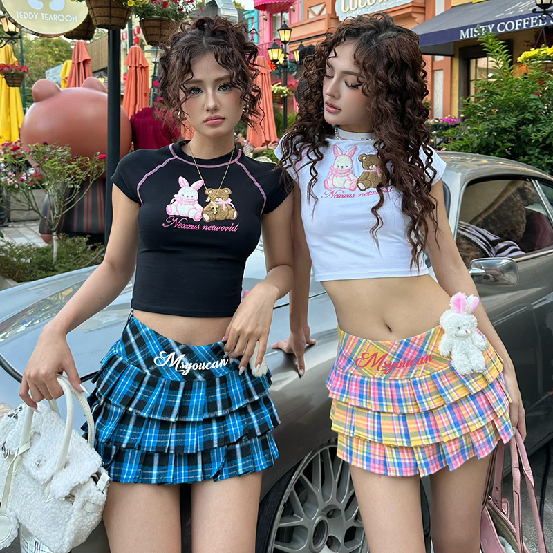 Rainbow Color Multi-Layer Pleated Mini Skirt - Plaid Versatile Street Style Hot Girl Dance Skirt Rainbow Color Multi-Layer Pleated Mini Skirt - Plaid Versatile Street Style Hot Girl Dance Skirt