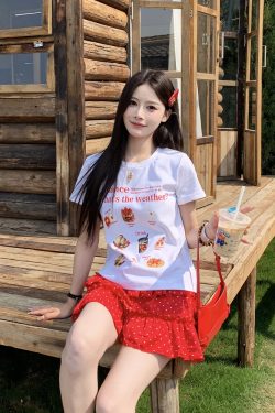 Red Polka Dot A-Line Skirt for Women - Waist-Defining Slimming Cake Puff Short Skirt - Trendy Y2K Style