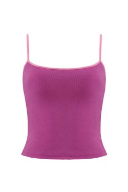 Red Slim Fit Camisole for Women - Stylish Short Top with Chest Pad, Perfect for Layering or Outdoor Wear