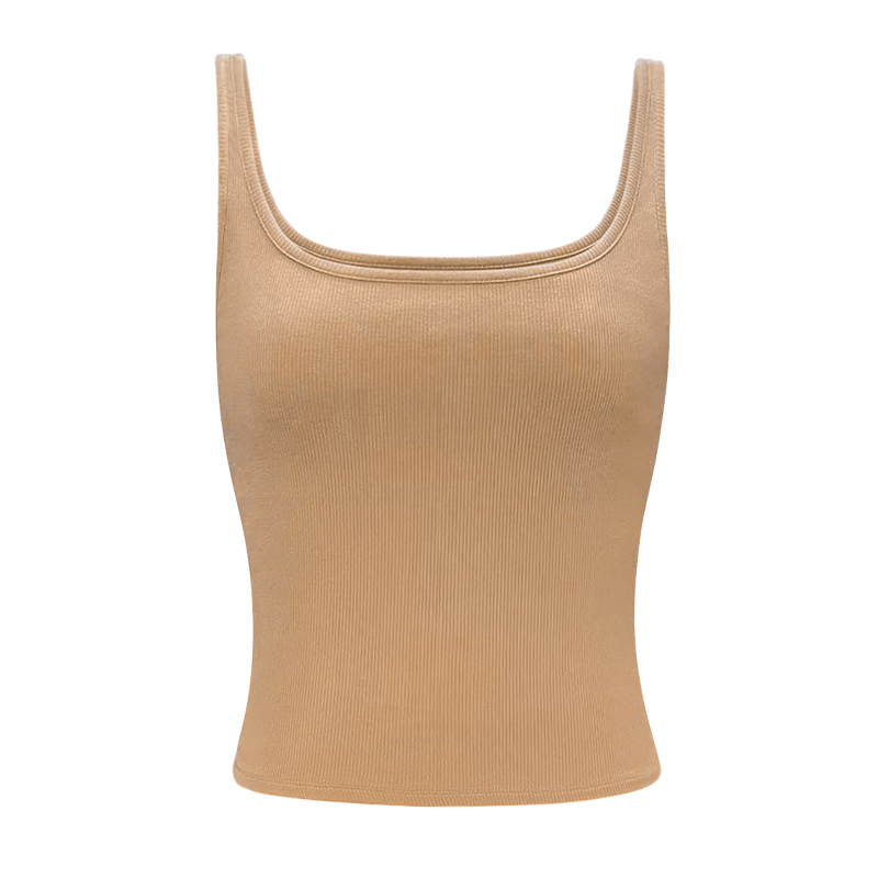 Removable Chest Pad Tank Top for Women - Slim Fit Elastic Knitted Camisole, European American Style, Sexy and Stylish Removable Chest Pad Tank Top for Women - Slim Fit Elastic Knitted Camisole, European American Style, Sexy and Stylish