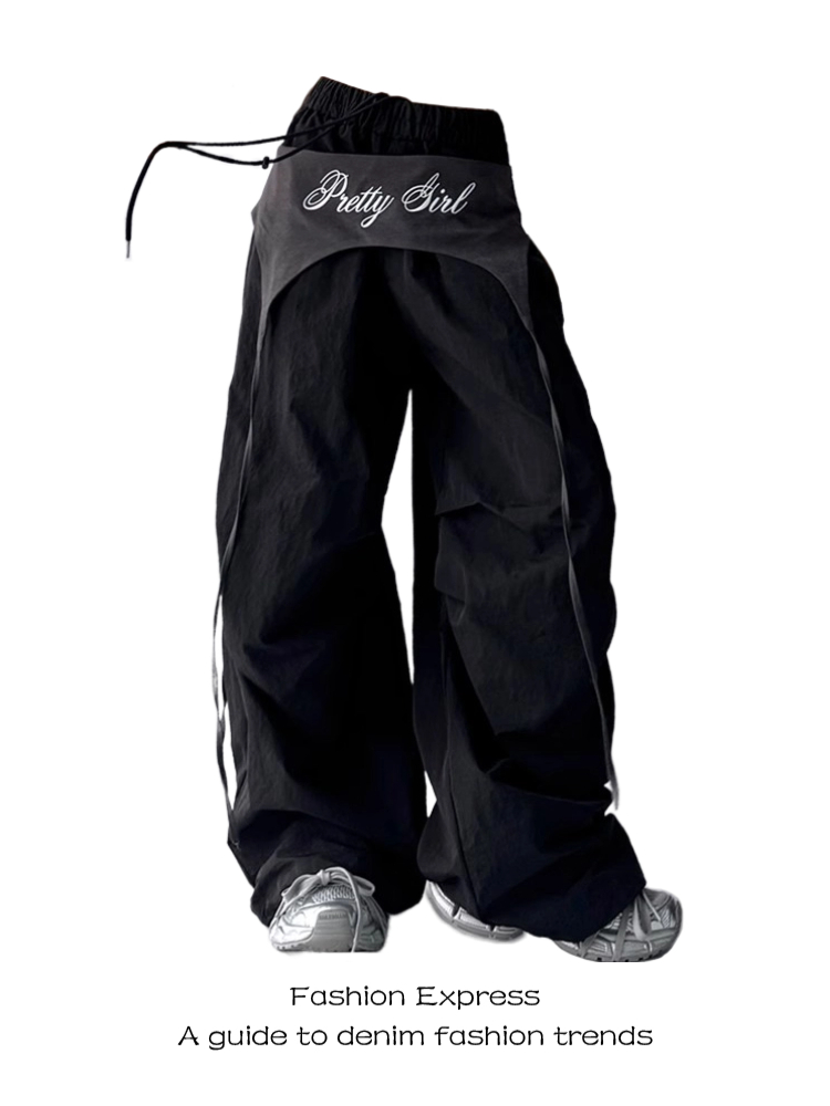 Retro American-Style Women's Wide-Leg Cargo Pants - Summer Casual Loose Straight Leg Jazz Streetwear for Cool Girls Retro American-Style Women's Wide-Leg Cargo Pants - Summer Casual Loose Straight Leg Jazz Streetwear for Cool Girls