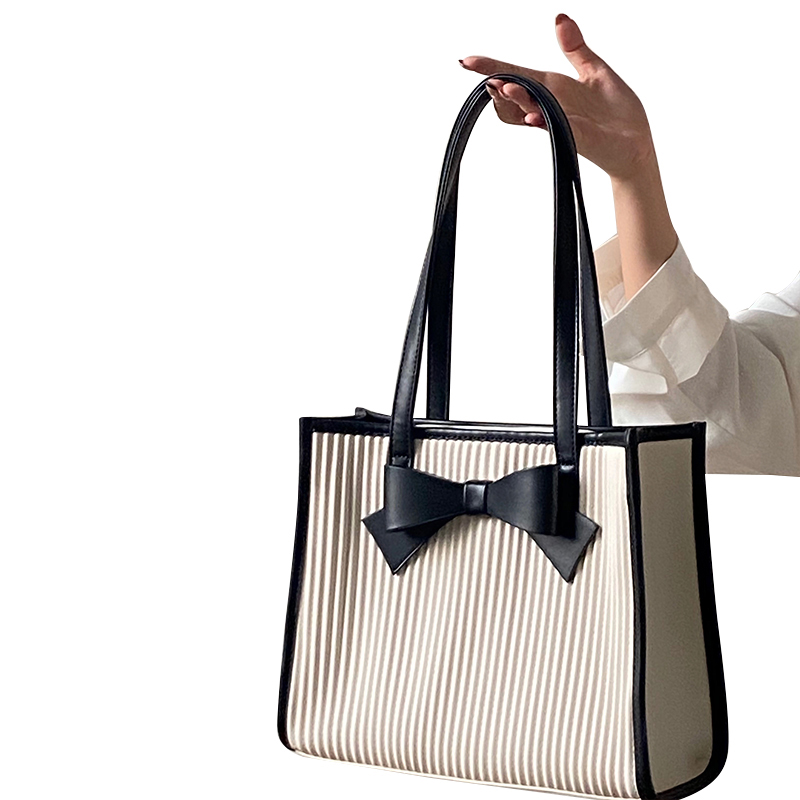 Retro Bow Tote Handbag for Women - Large Shoulder Bag for Spring Summer 2025 - Trendy Vintage Style Retro Bow Tote Handbag for Women - Large Shoulder Bag for Spring Summer 2025 - Trendy Vintage Style