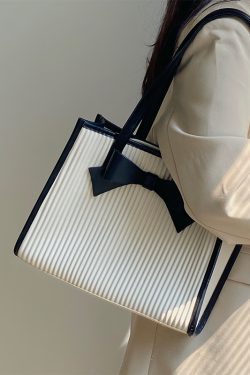 Retro Bow Tote Handbag for Women - Large Shoulder Bag for Spring Summer 2025 - Trendy Vintage Style