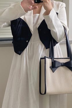 Retro Bow Tote Handbag for Women - Large Shoulder Bag for Spring Summer 2025 - Trendy Vintage Style