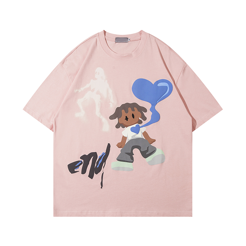 Retro Cartoon Pattern Casual Couple Short Sleeve T-Shirt - American Style Versatile Y2K Fashion Retro Cartoon Pattern Casual Couple Short Sleeve T-Shirt - American Style Versatile Y2K Fashion