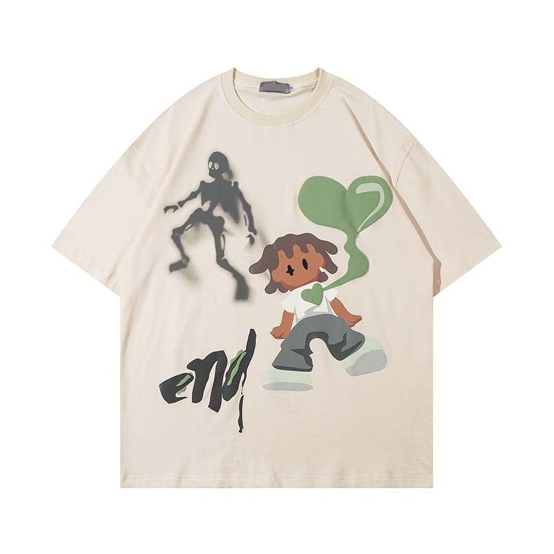 Retro Cartoon Pattern Casual Couple Short Sleeve T-Shirt - American Style Versatile Y2K Fashion Retro Cartoon Pattern Casual Couple Short Sleeve T-Shirt - American Style Versatile Y2K Fashion