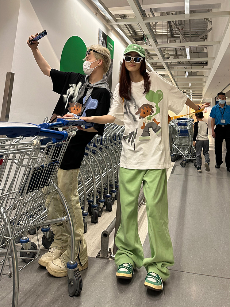 Retro Cartoon Pattern Casual Couple Short Sleeve T-Shirt - American Style Versatile Y2K Fashion Retro Cartoon Pattern Casual Couple Short Sleeve T-Shirt - American Style Versatile Y2K Fashion