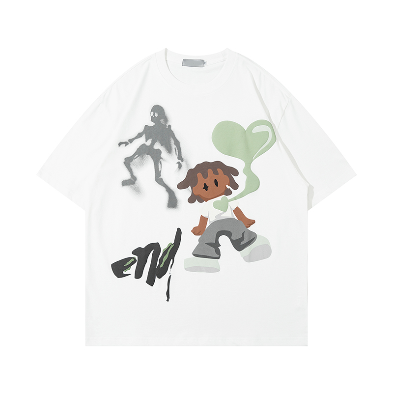 Retro Cartoon Pattern Casual Couple Short Sleeve T-Shirt - American Style Versatile Y2K Fashion Retro Cartoon Pattern Casual Couple Short Sleeve T-Shirt - American Style Versatile Y2K Fashion