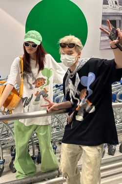 Retro Cartoon Pattern Casual Couple Short Sleeve T-Shirt - American Style Versatile Y2K Fashion