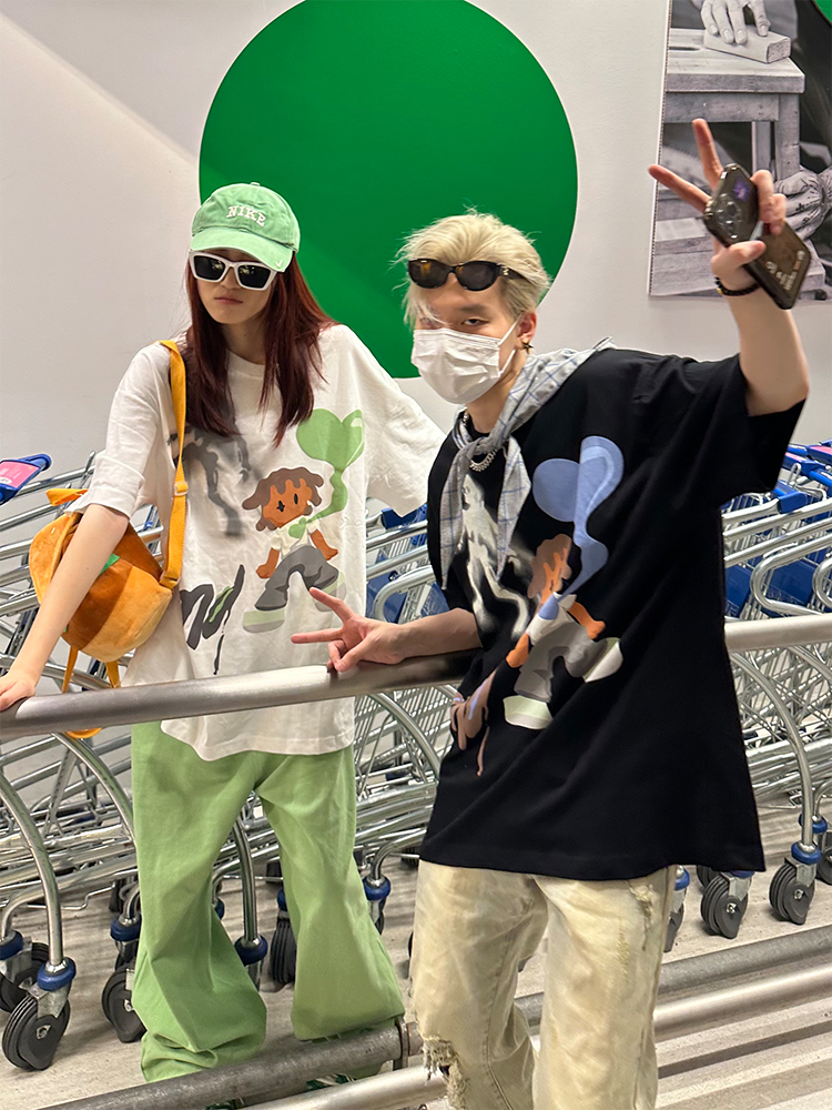 Retro Cartoon Pattern Casual Couple Short Sleeve T-Shirt - American Style Versatile Y2K Fashion Retro Cartoon Pattern Casual Couple Short Sleeve T-Shirt - American Style Versatile Y2K Fashion