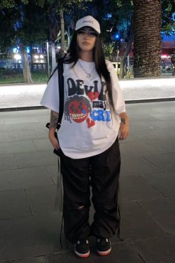 Retro Cartoon Skull Short Sleeve T-Shirt for Women - American Style, Summer Streetwear, Trendy 90s Inspired Top