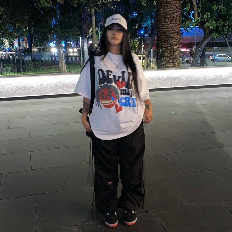 Retro Cartoon Skull Short Sleeve T-Shirt for Women - American Style, Summer Streetwear, Trendy 90s Inspired Top Retro Cartoon Skull Short Sleeve T-Shirt for Women - American Style, Summer Streetwear, Trendy 90s Inspired Top