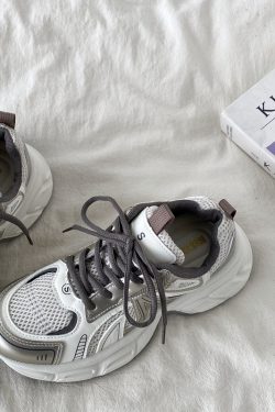 Retro Champagne Thick-Soled Sports Shoes for Women - Lightweight Breathable Casual Height-Increasing Dad Sneakers Spring 2025