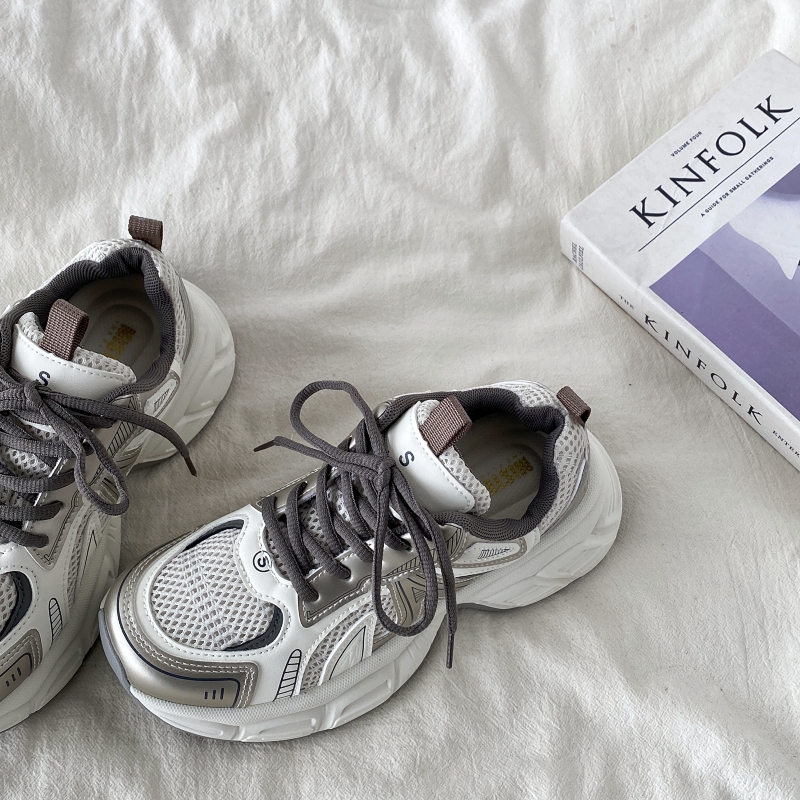 Retro Champagne Thick-Soled Sports Shoes for Women - Lightweight Breathable Casual Height-Increasing Dad Sneakers Spring 2025 Retro Champagne Thick-Soled Sports Shoes for Women - Lightweight Breathable Casual Height-Increasing Dad Sneakers Spring 2025