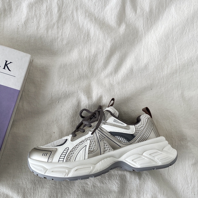 Retro Champagne Thick-Soled Sports Shoes for Women - Lightweight Breathable Casual Height-Increasing Dad Sneakers Spring 2025 Retro Champagne Thick-Soled Sports Shoes for Women - Lightweight Breathable Casual Height-Increasing Dad Sneakers Spring 2025