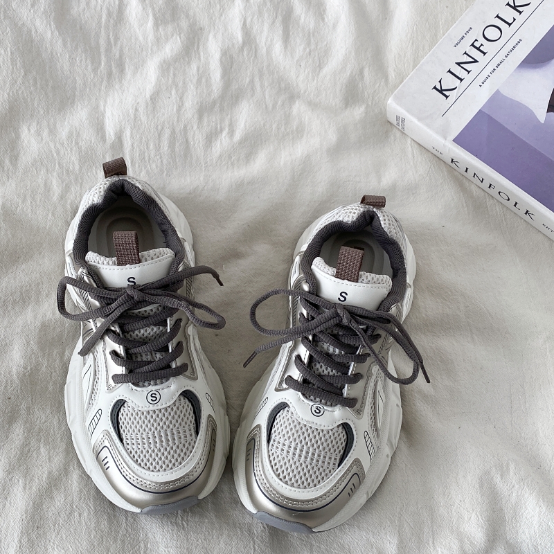 Retro Champagne Thick-Soled Sports Shoes for Women - Lightweight Breathable Casual Height-Increasing Dad Sneakers Spring 2025 Retro Champagne Thick-Soled Sports Shoes for Women - Lightweight Breathable Casual Height-Increasing Dad Sneakers Spring 2025