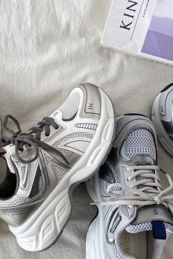 Retro Champagne Thick-Soled Sports Shoes for Women - Lightweight Breathable Casual Height-Increasing Dad Sneakers Spring 2025