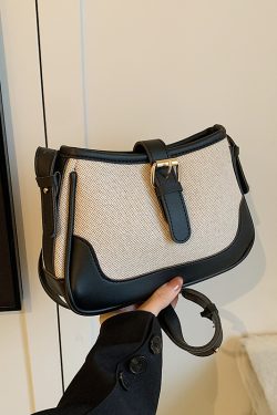 Retro Color-Blocking Handheld Shoulder Bag for Women - Spring/Summer 2025 High-End Crossbody Bag, Fashionable Casual Style