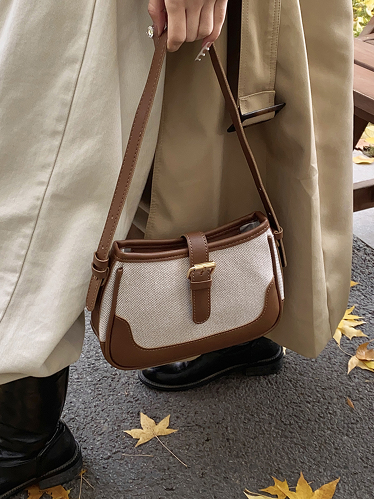 Retro Color-Blocking Handheld Shoulder Bag for Women - Spring/Summer 2025 High-End Crossbody Bag, Fashionable Casual Style Retro Color-Blocking Handheld Shoulder Bag for Women - Spring/Summer 2025 High-End Crossbody Bag, Fashionable Casual Style