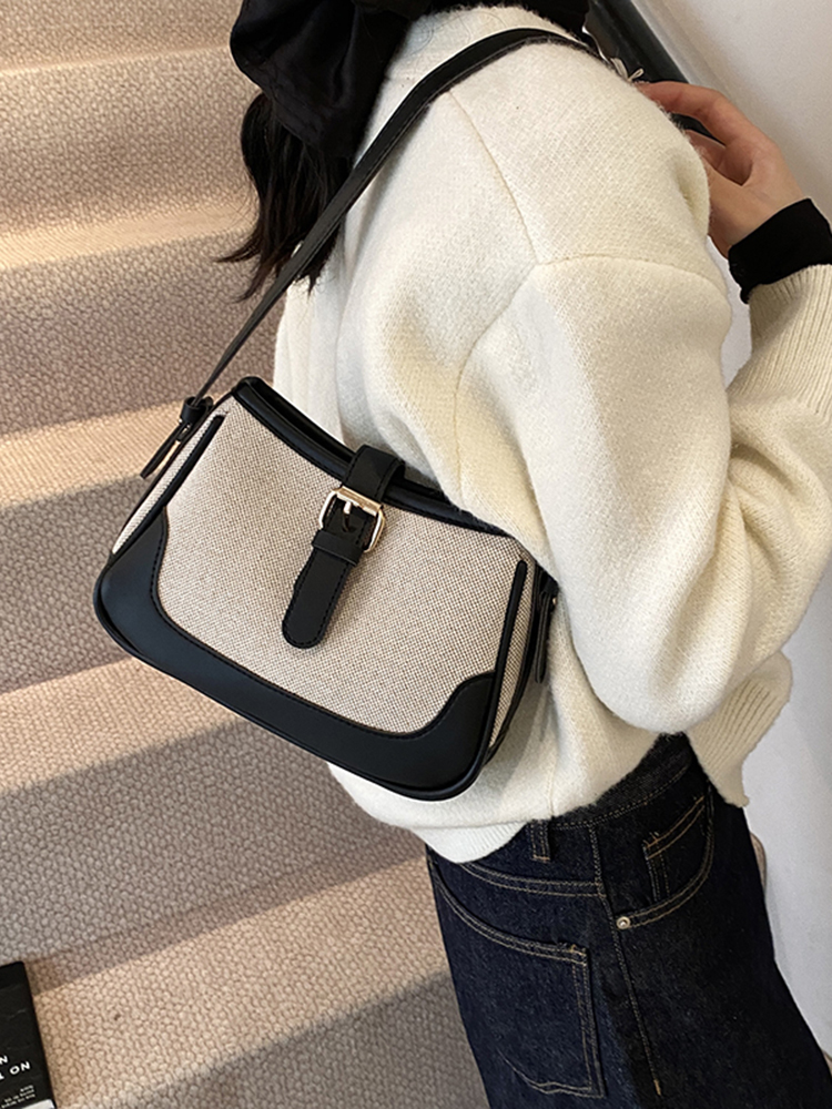 Retro Color-Blocking Handheld Shoulder Bag for Women - Spring/Summer 2025 High-End Crossbody Bag, Fashionable Casual Style Retro Color-Blocking Handheld Shoulder Bag for Women - Spring/Summer 2025 High-End Crossbody Bag, Fashionable Casual Style
